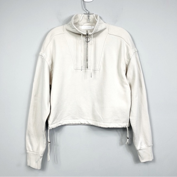 JONATHAN SIMKHAI STANDARD Zella Cropped Half Zip Sweatshirt Top French Terry S - Picture 8 of 16